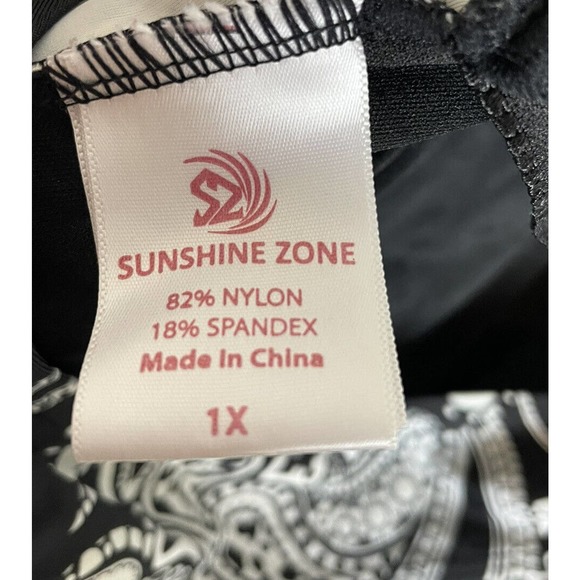 Sunshine Zone Swimsuit Paisley Black White Halter Size 1X EUC - Picture 9 of 10